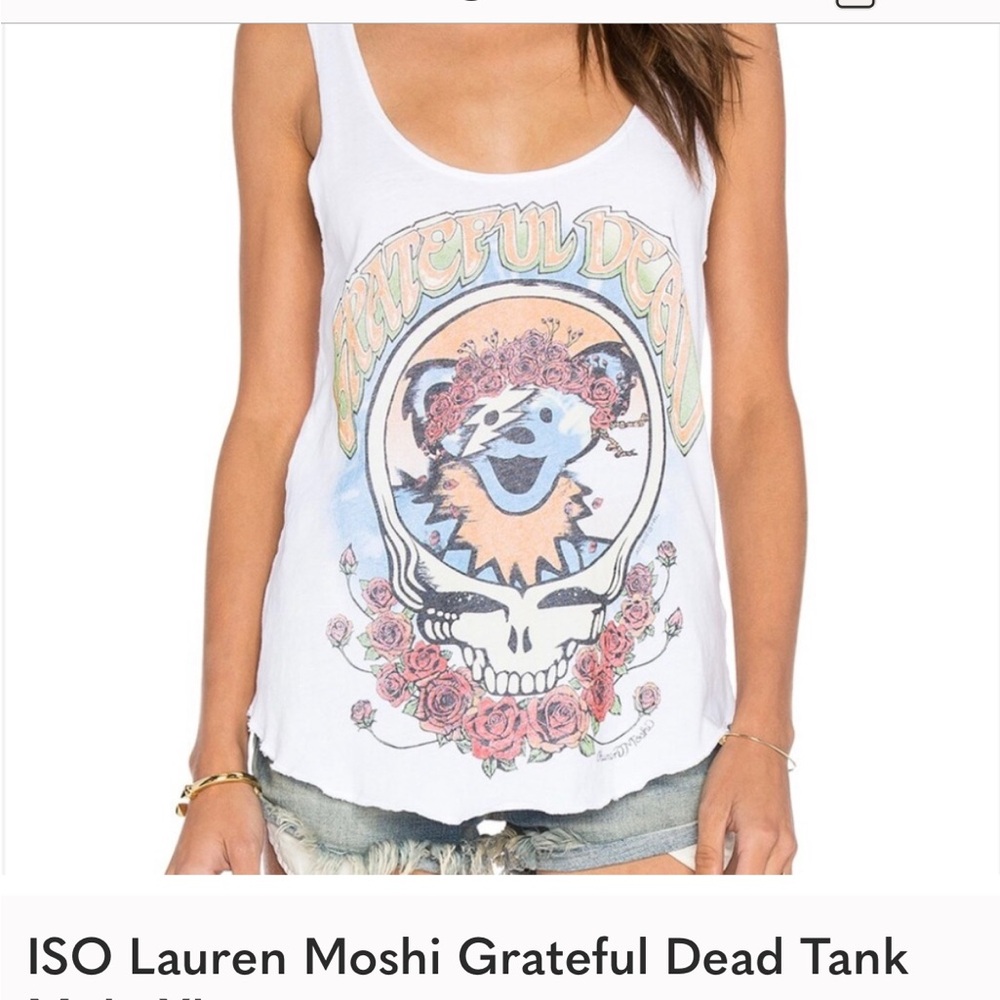 ISO. NOT FOR SALE. Lauren Moshi Red and White Graphic Tank Top Relaxed Fit